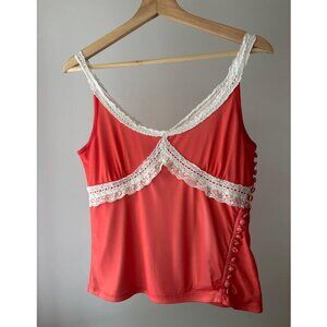 1990s Lace Layered Camisole | Vintage Button-front Top